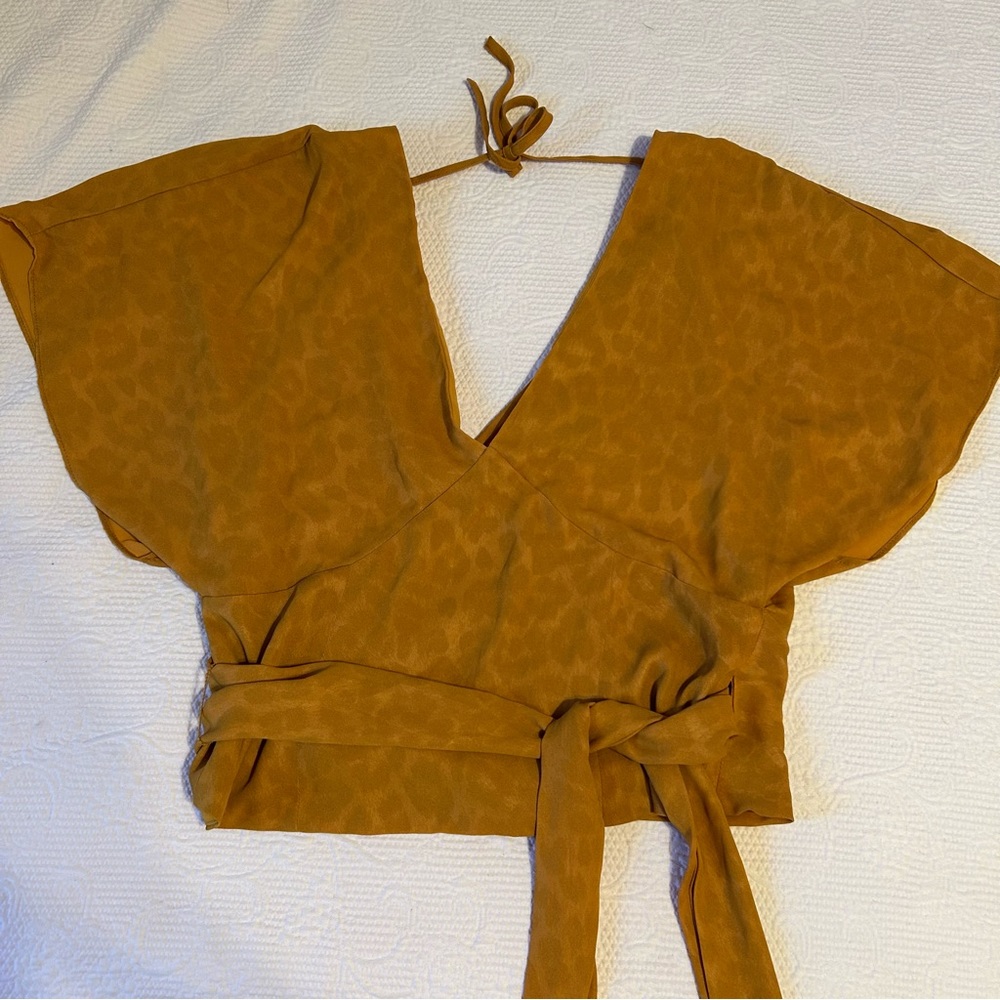 anthropologie wrap top with tie